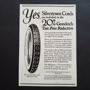 Goodrich Silvertown Cords Original Print Magazine Advertisement From1921
